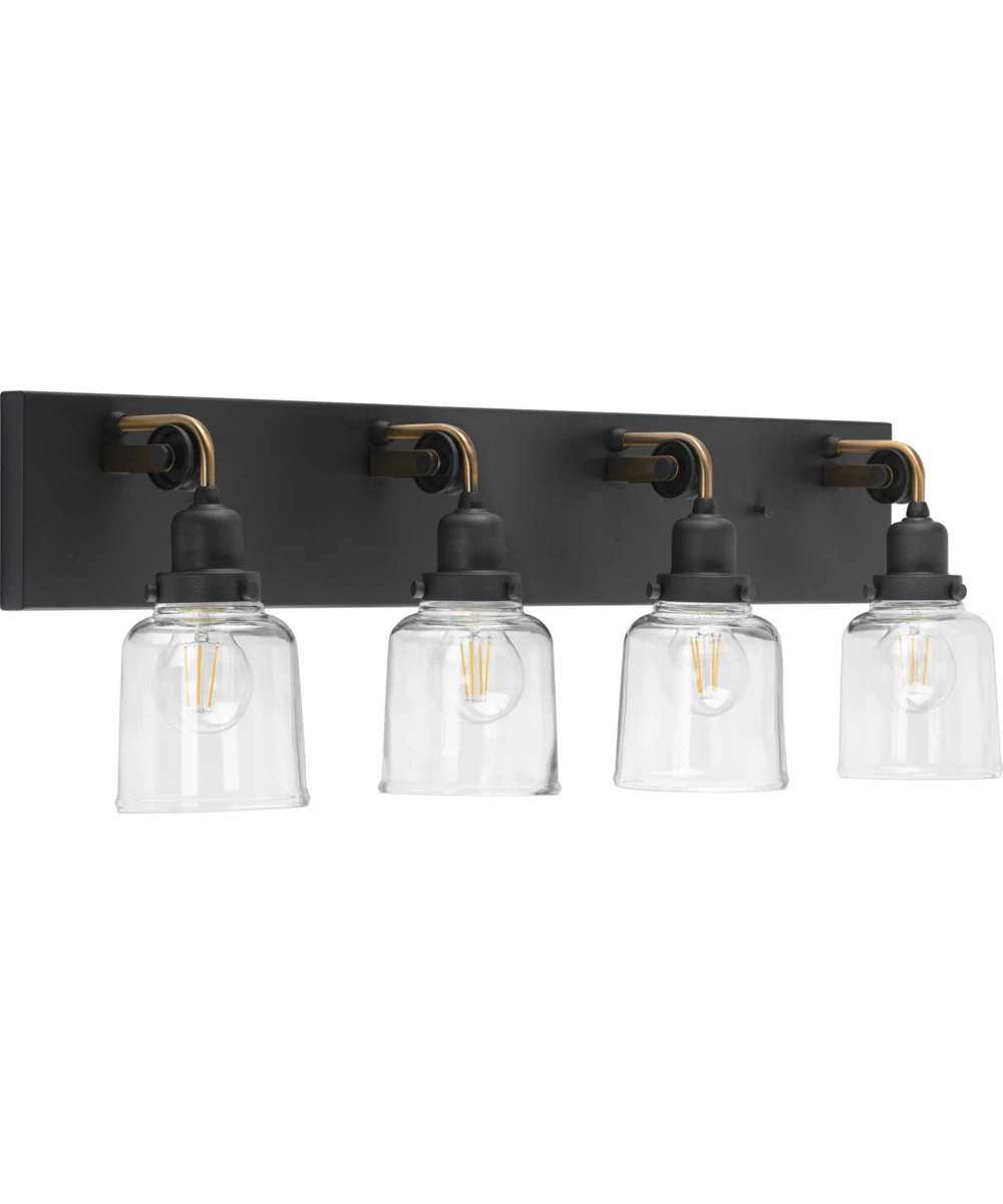 Rushton 4-Light Clear Glass Farmhouse Bath Vanity Light Graphite - Image 6
