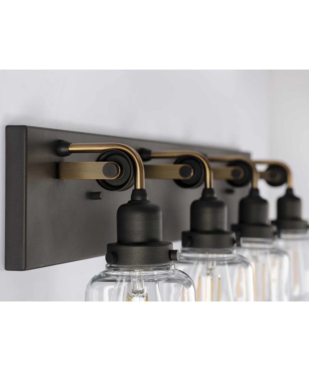 Rushton 4-Light Clear Glass Farmhouse Bath Vanity Light Graphite - Image 9