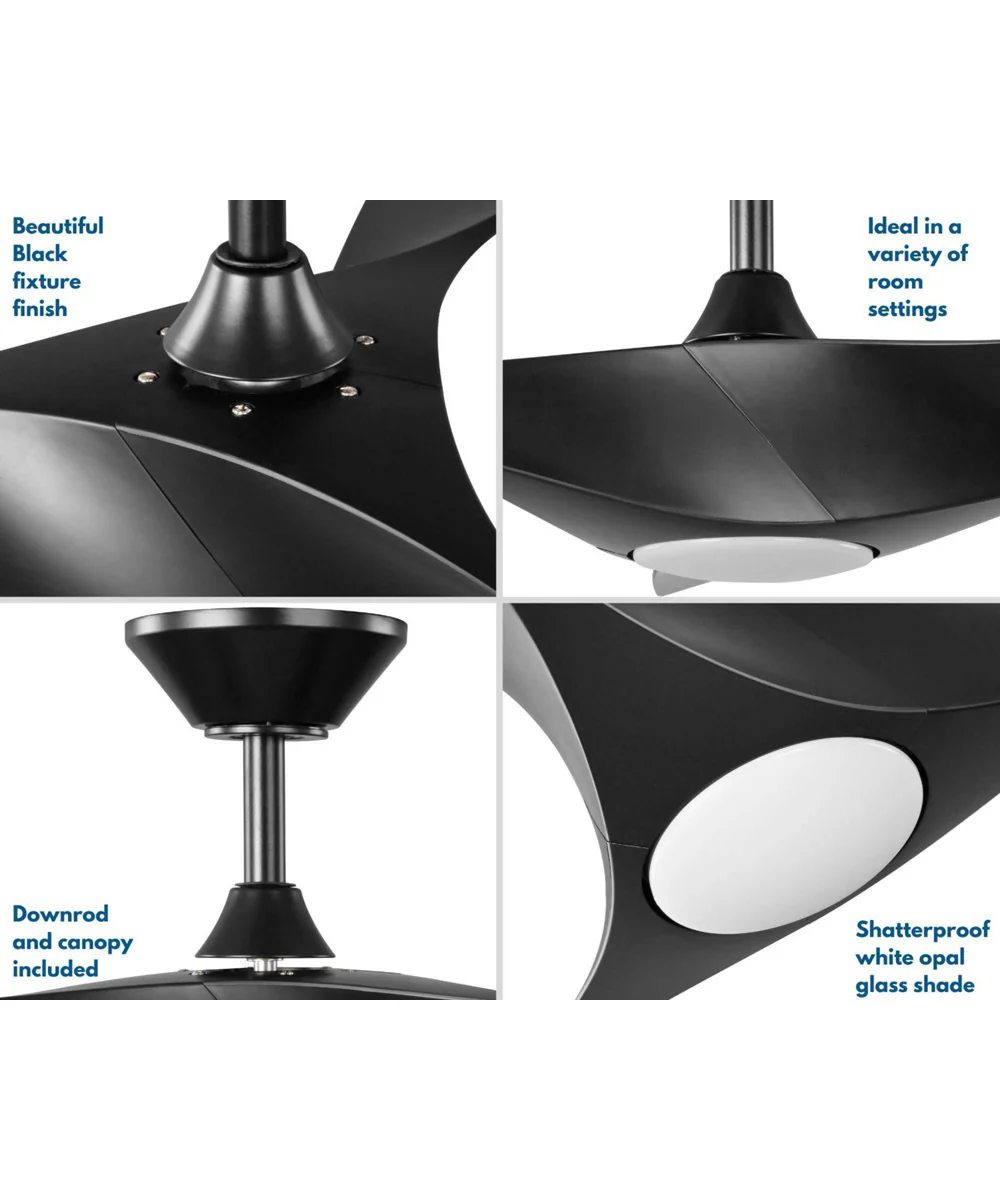 Ryne 52" 3-Blade Matte LED Transitional Indoor/Outdoor DC Ceiling Fan Black - Image 8