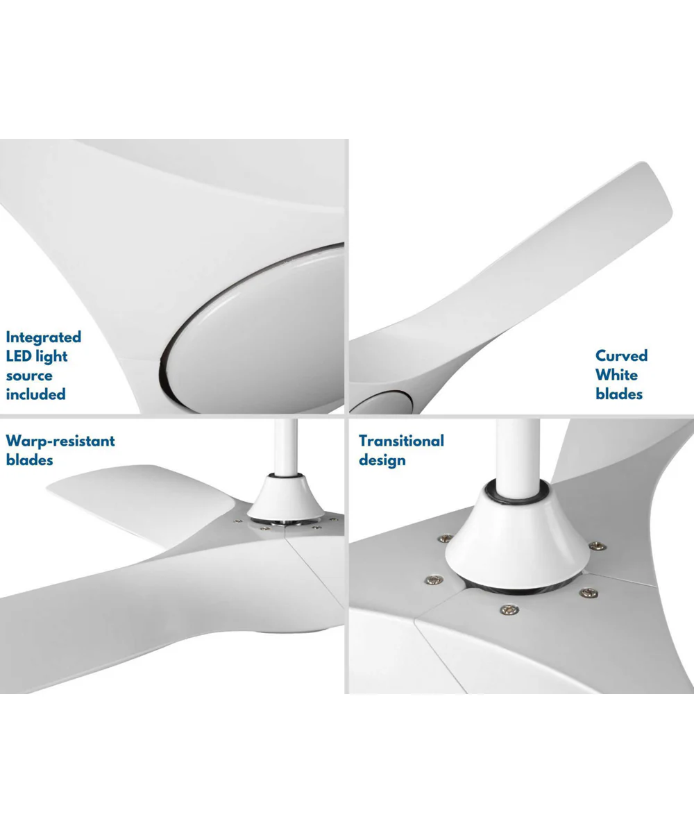 Ryne 52" 3-Blade Matte White LED Transitional Indoor/Outdoor DC Ceiling Fan Satin White - Image 10