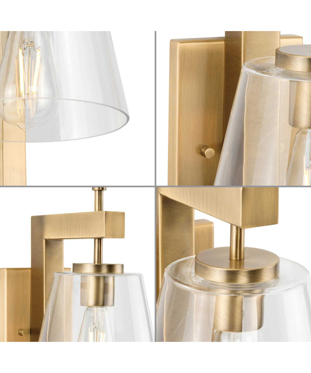 Saffert 1-Light New Traditional Clear Glass Wall Light Vintage Brass - Image 5