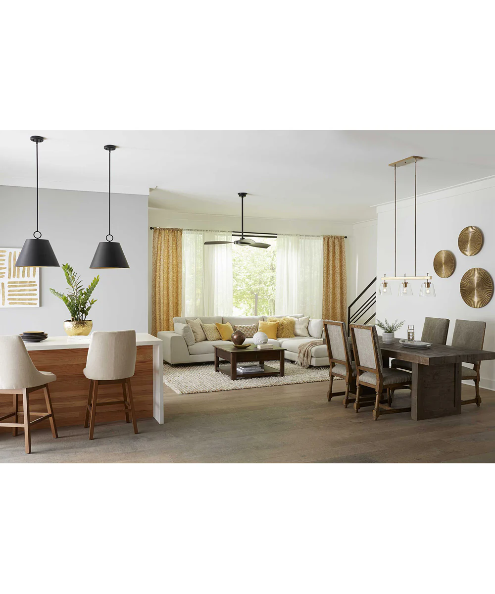 Saffert 3-Light New Traditional Clear Glass Linear Island Chandelier Light Vintage Brass - Image 5