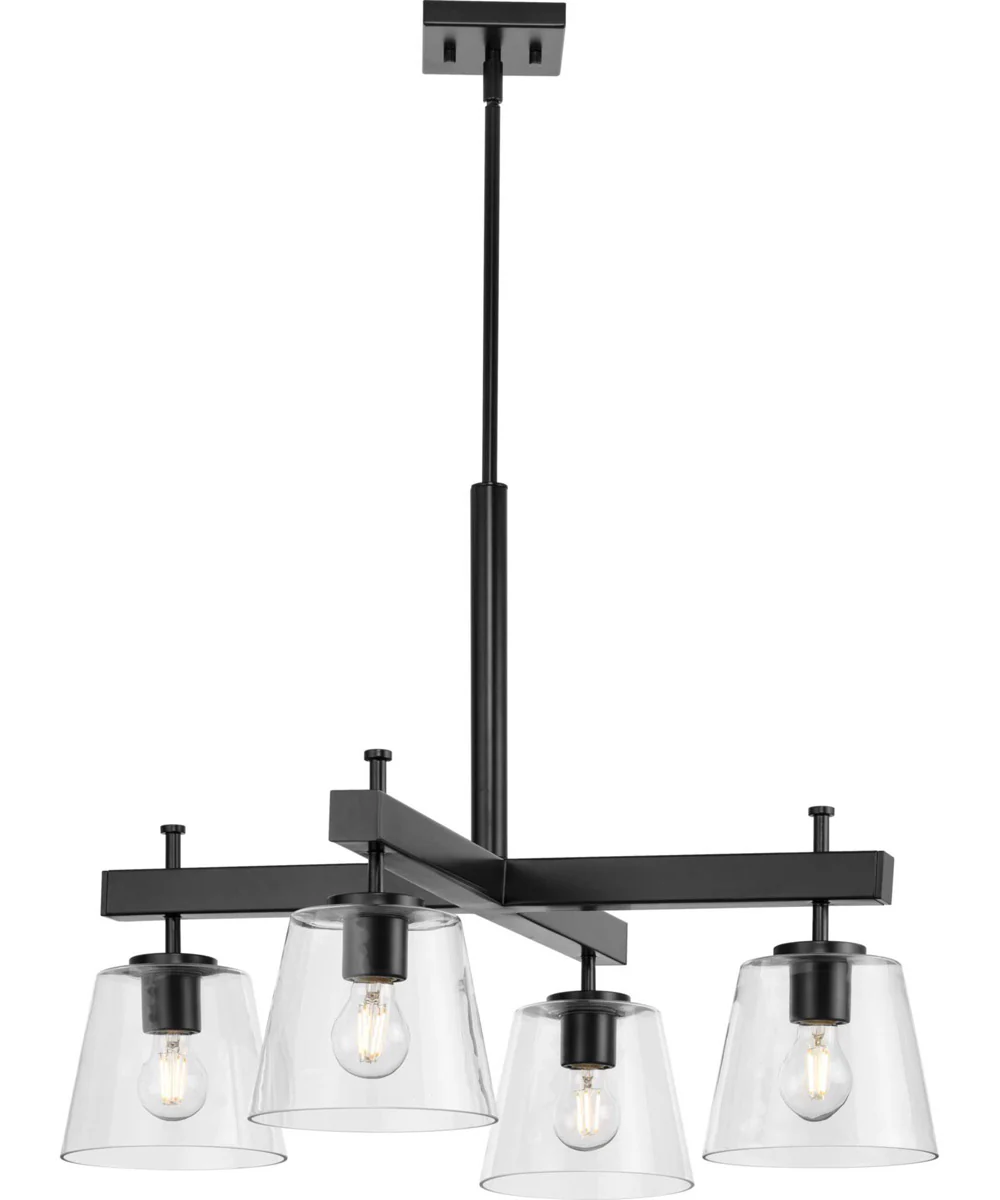 Saffert 4-Light New Traditional Clear Glass Chandelier Light Matte Black - Image 3