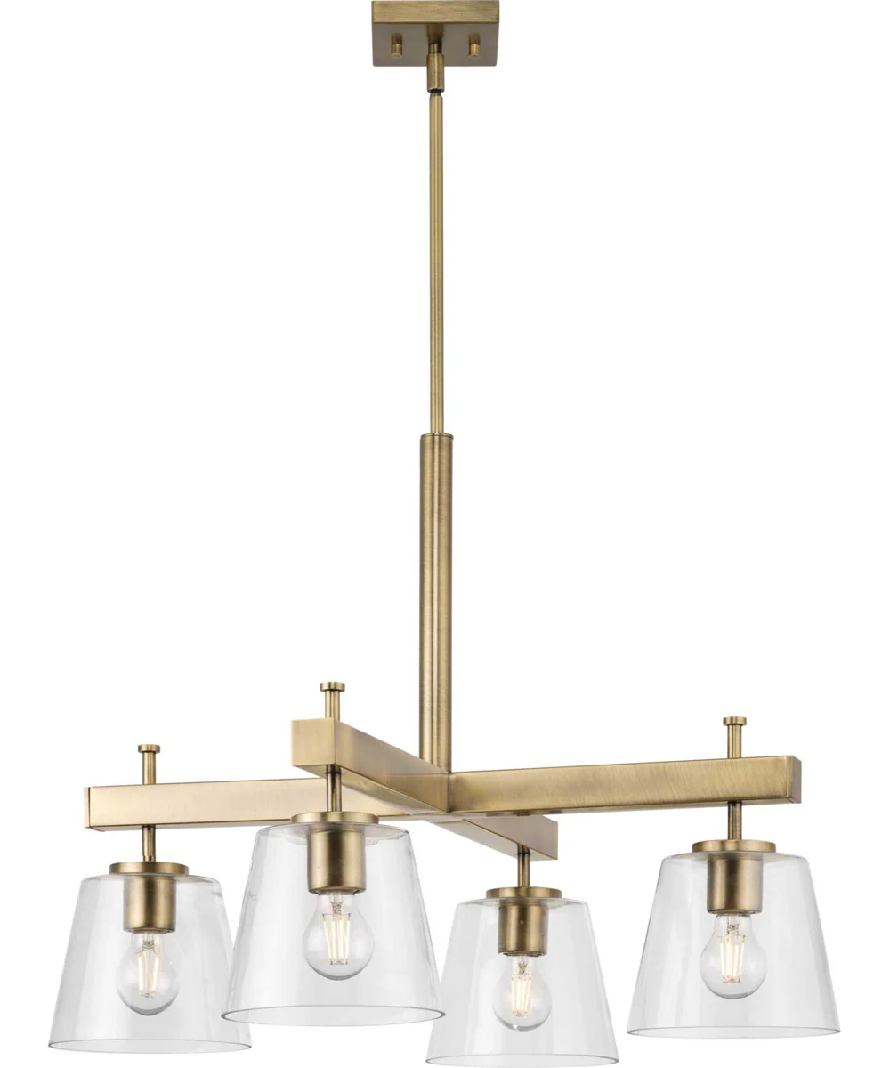 Saffert 4-Light New Traditional Clear Glass Chandelier Light Vintage Brass - Image 3