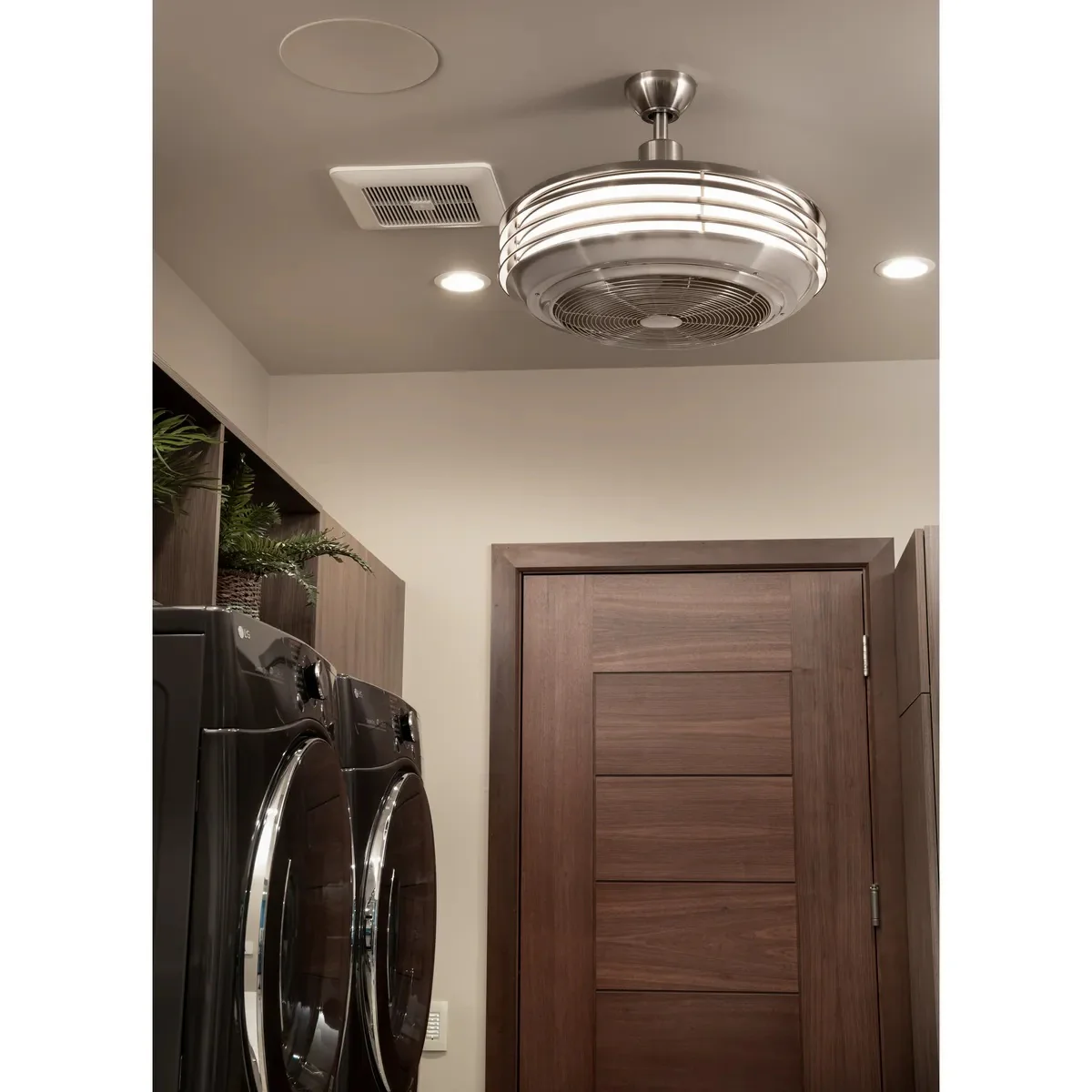 Sanford 24" Enclosed Indoor/Outdoor Ceiling Fan with LED Light Brushed Nickel - Image 2