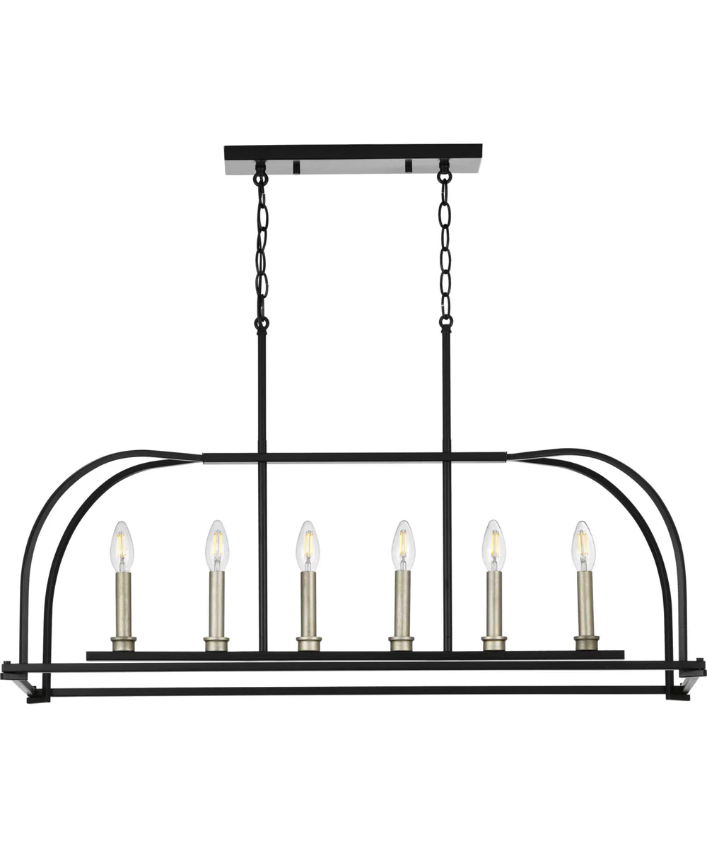 Seneca 6-Light Linear Chandelier Matte Black - Image 2