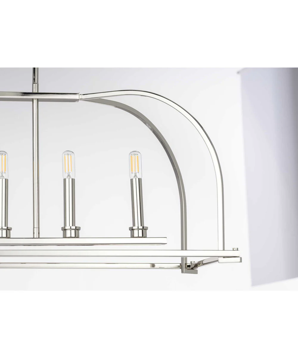 Seneca 6-Light Linear Chandelier Polished Nickel - Image 2