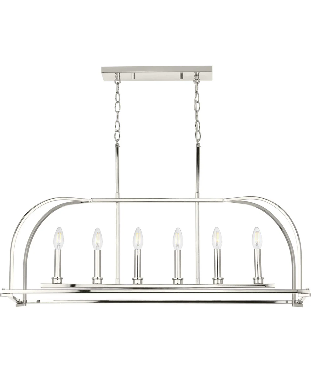 Seneca 6-Light Linear Chandelier Polished Nickel - Image 5