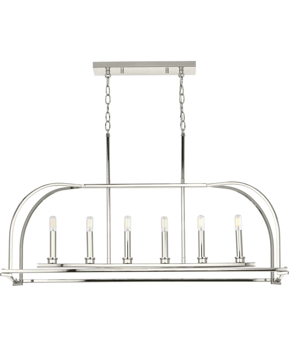 Seneca 6-Light Linear Chandelier Polished Nickel - Image 6