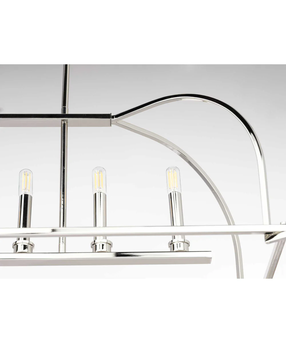 Seneca 6-Light Linear Chandelier Polished Nickel - Image 7