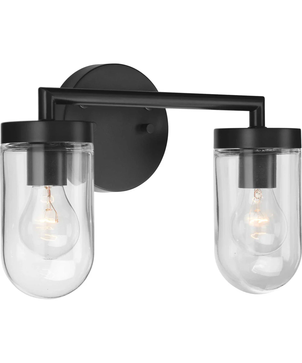 Signal 2-Light Clear Glass Coastal Bath Vanity Light Graphite - Image 6