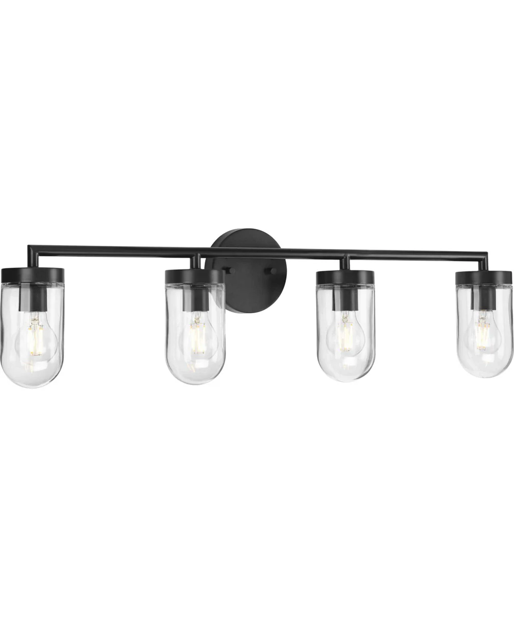 Signal 4-Light Clear Glass Coastal Bath Vanity Light Graphite - Image 2