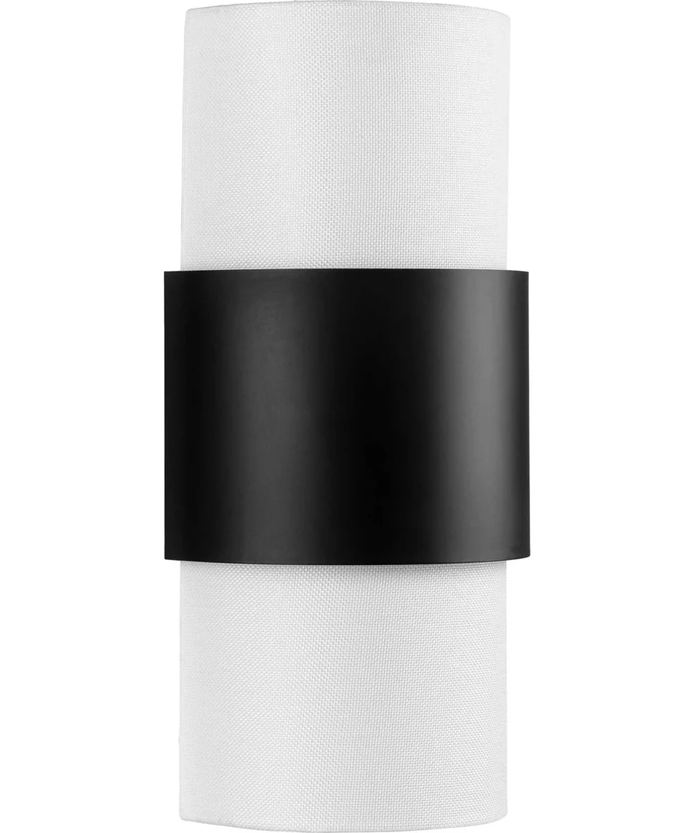Silva 2-Light White Linen Shade Wall Sconce Matte Black