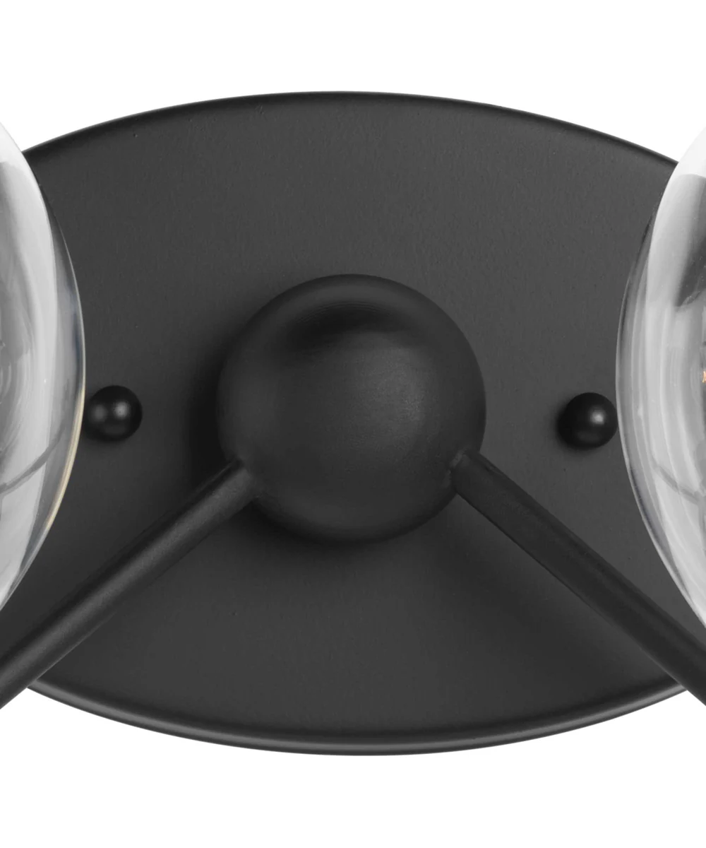 Spatial 2-Light Clear Glass Global Bath Vanity Light Matte Black - Image 6