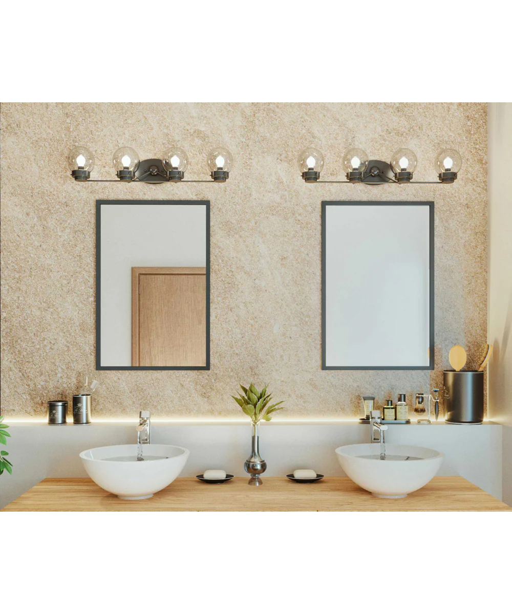 Spatial 4-Light Clear Glass Global Bath Vanity Light Matte Black - Image 2