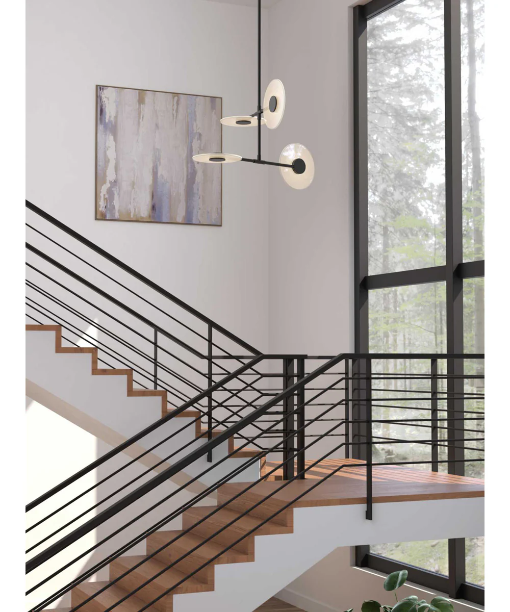 Spoke LED 4-Light Modern Style Hanging Chandelier Light Matte Black - Image 2