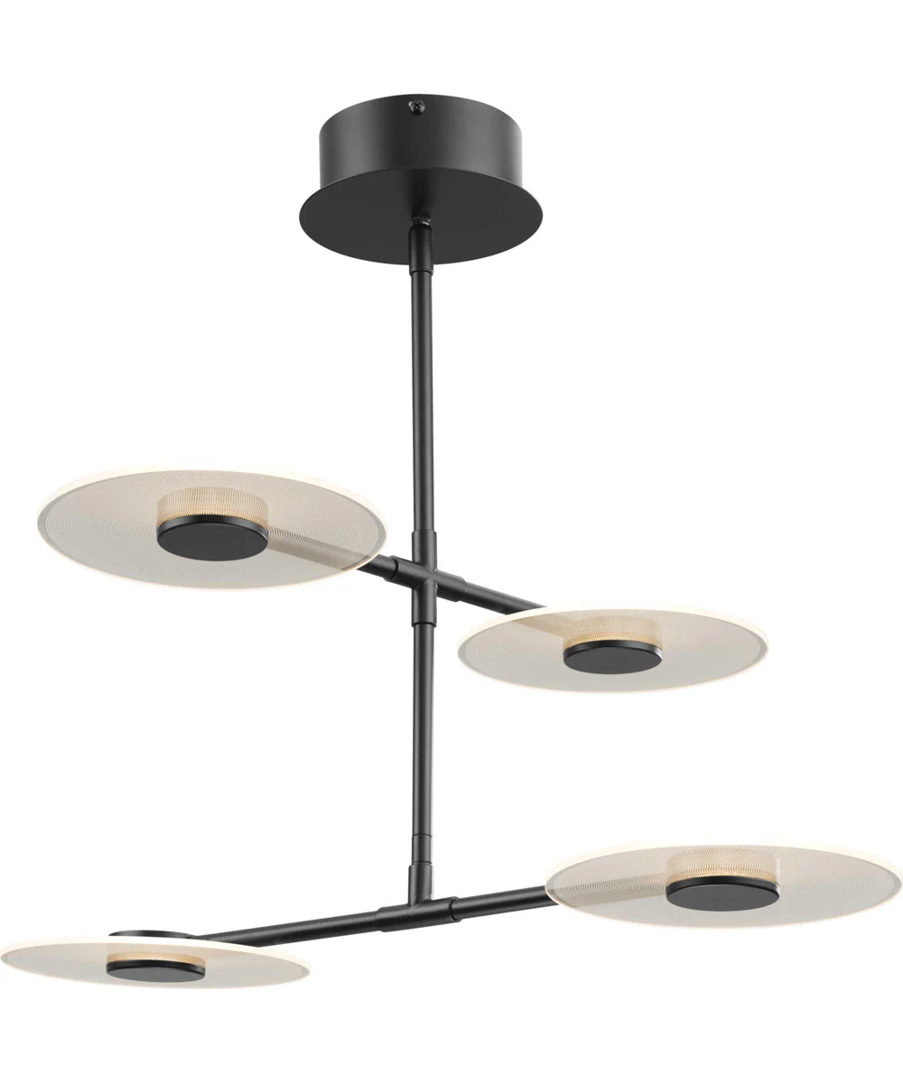 Spoke LED 4-Light Modern Style Hanging Chandelier Light Matte Black - Image 4