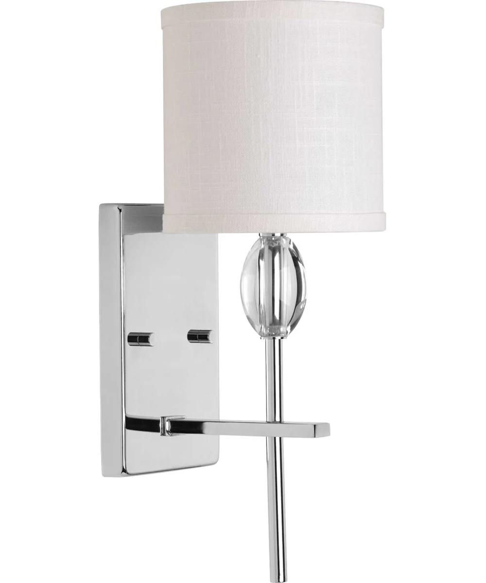 Status 1-Light Off-White textured Fabric Shade Coastal Bath Vanity Light Polished Chrome