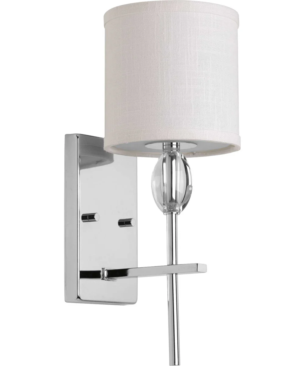 Status 1-Light Off-White textured Fabric Shade Coastal Bath Vanity Light Polished Chrome - Image 6