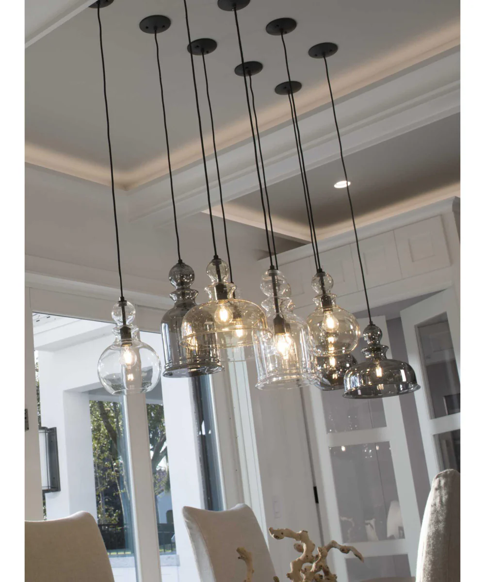 Staunton 1-Light Champagne Glass Global Pendant Light Antique Bronze - Image 3