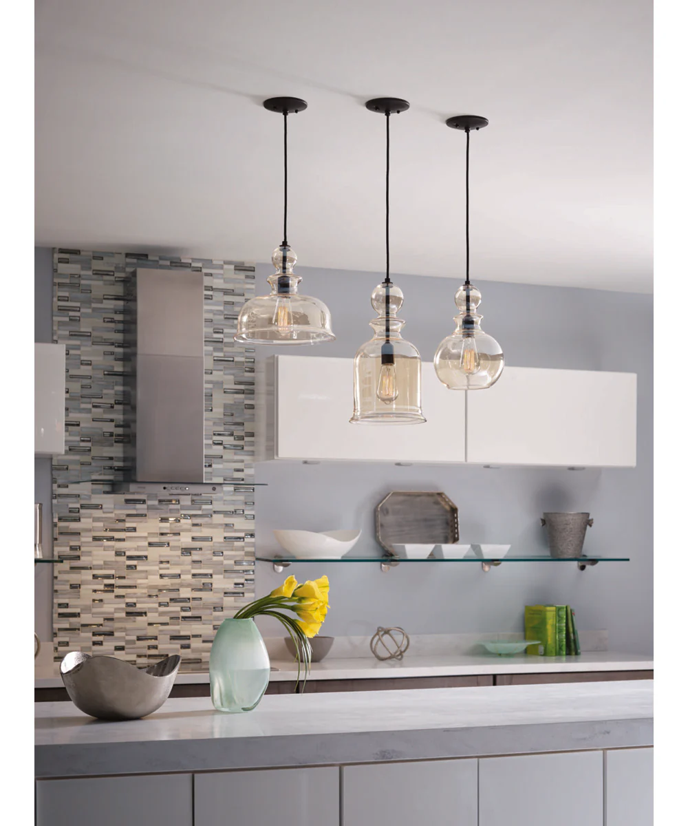 Staunton 1-Light Champagne Glass Global Pendant Light Antique Bronze - Image 4
