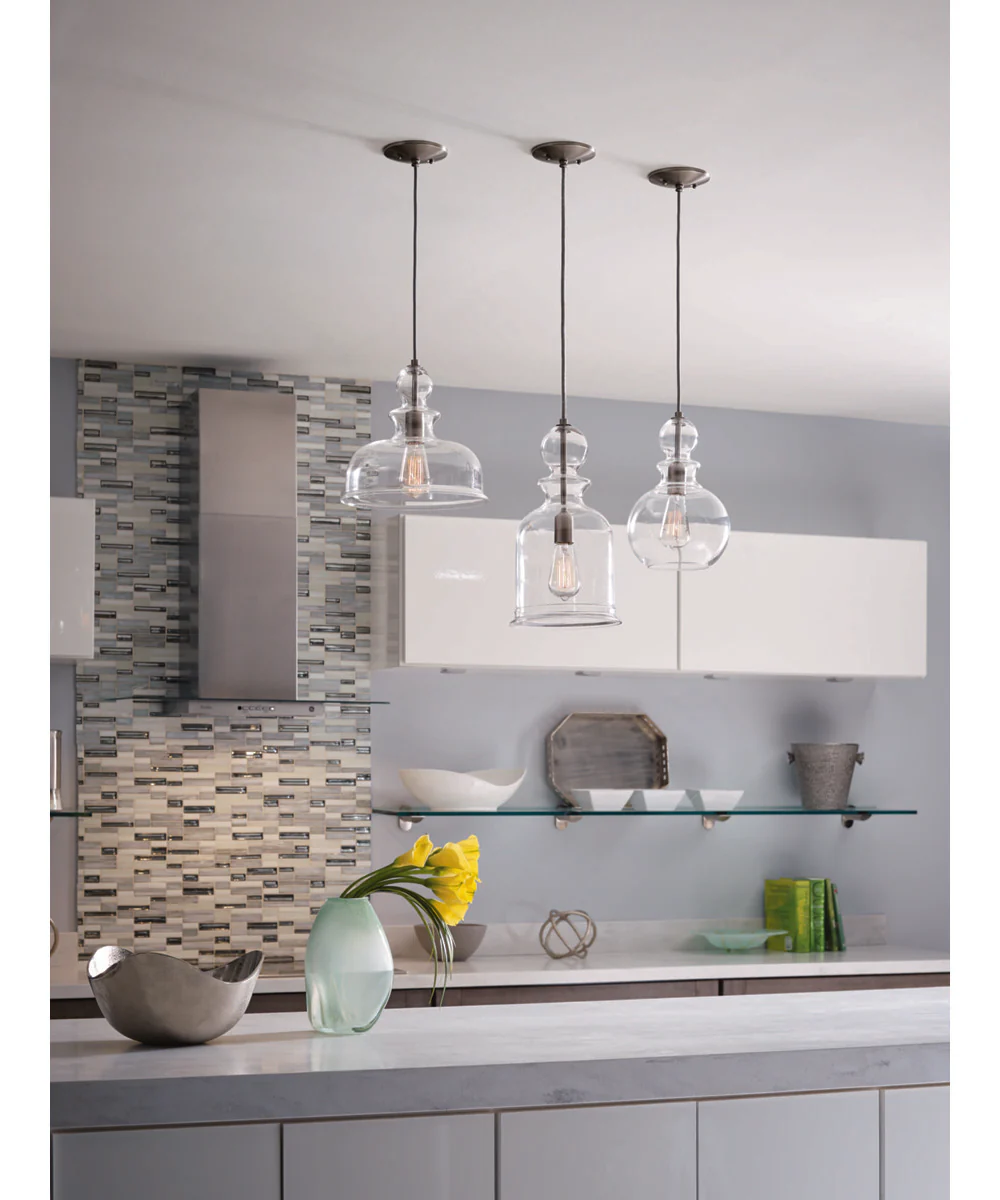 Staunton 1-Light Clear Glass Global Pendant Light Brushed Nickel - Image 4