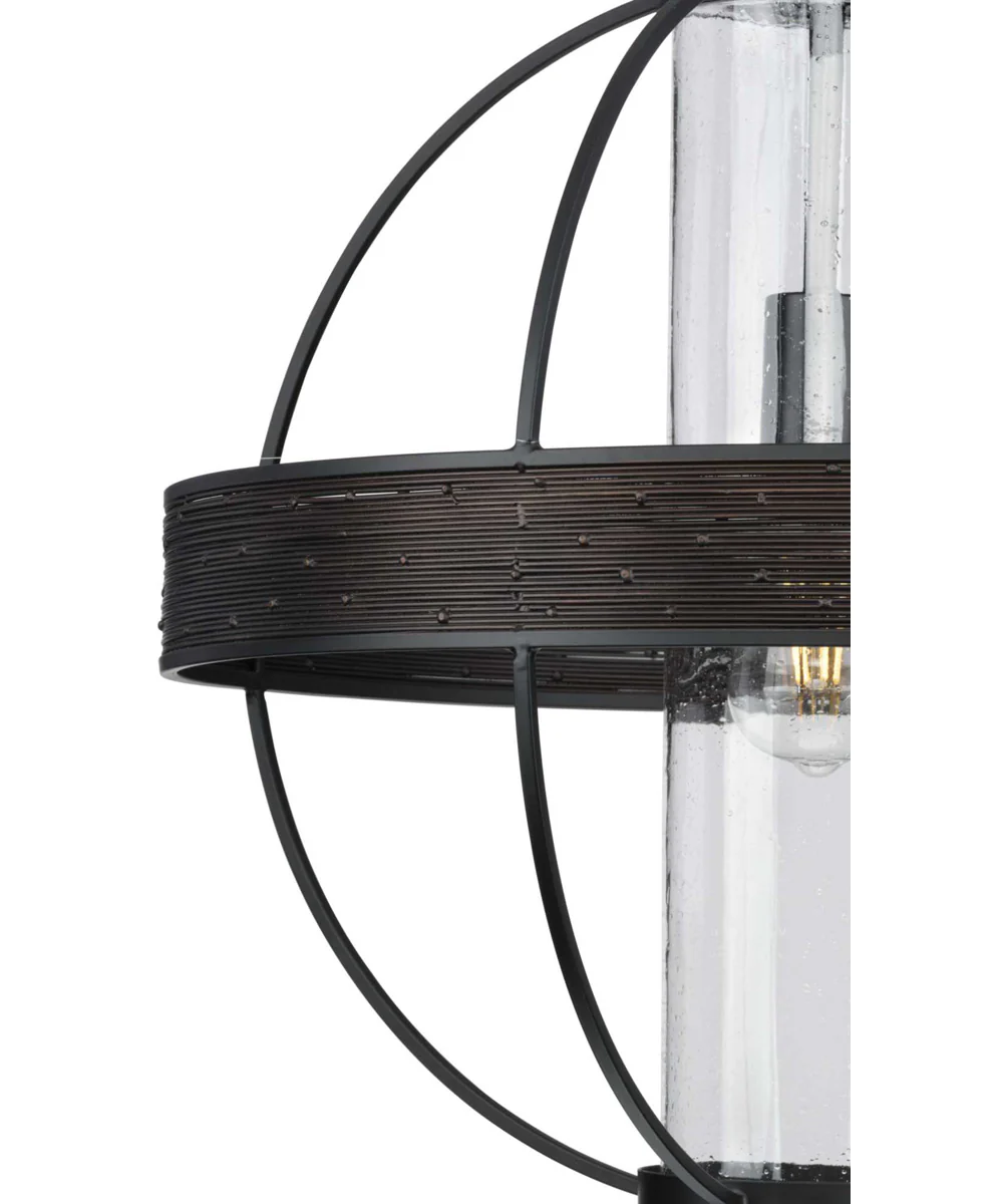 Terrace  1-Light Clear Seeded Glass Global Outdoor Hanging Light Matte Black - Image 5