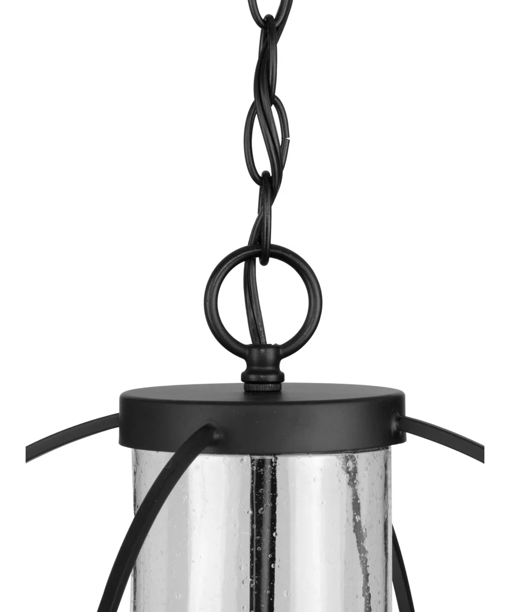 Terrace  1-Light Clear Seeded Glass Global Outdoor Hanging Light Matte Black - Image 7