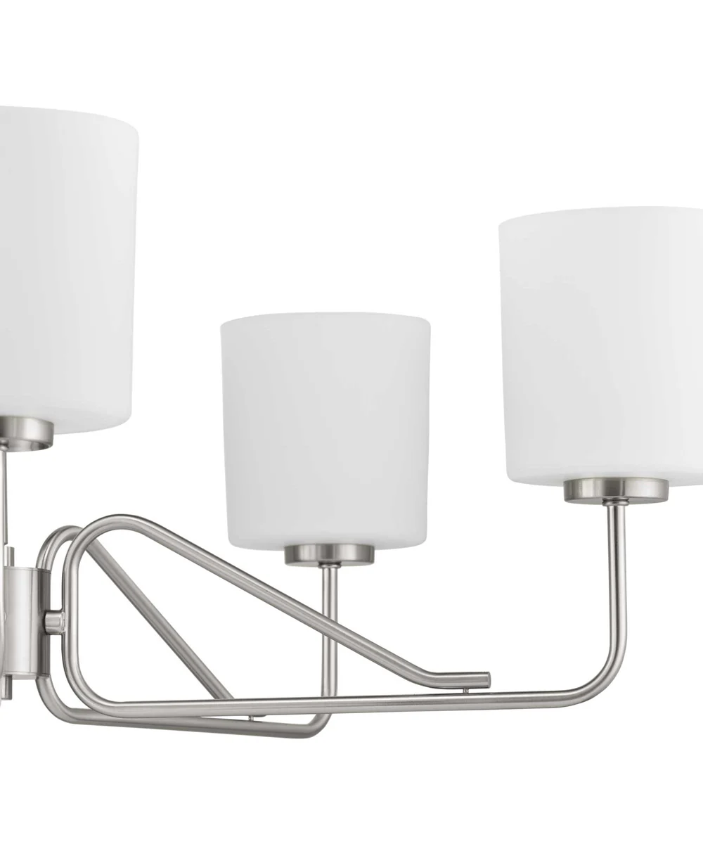 Tobin 5-Light Etched White Glass Modern Chandelier Light Brushed Nickel - Image 10