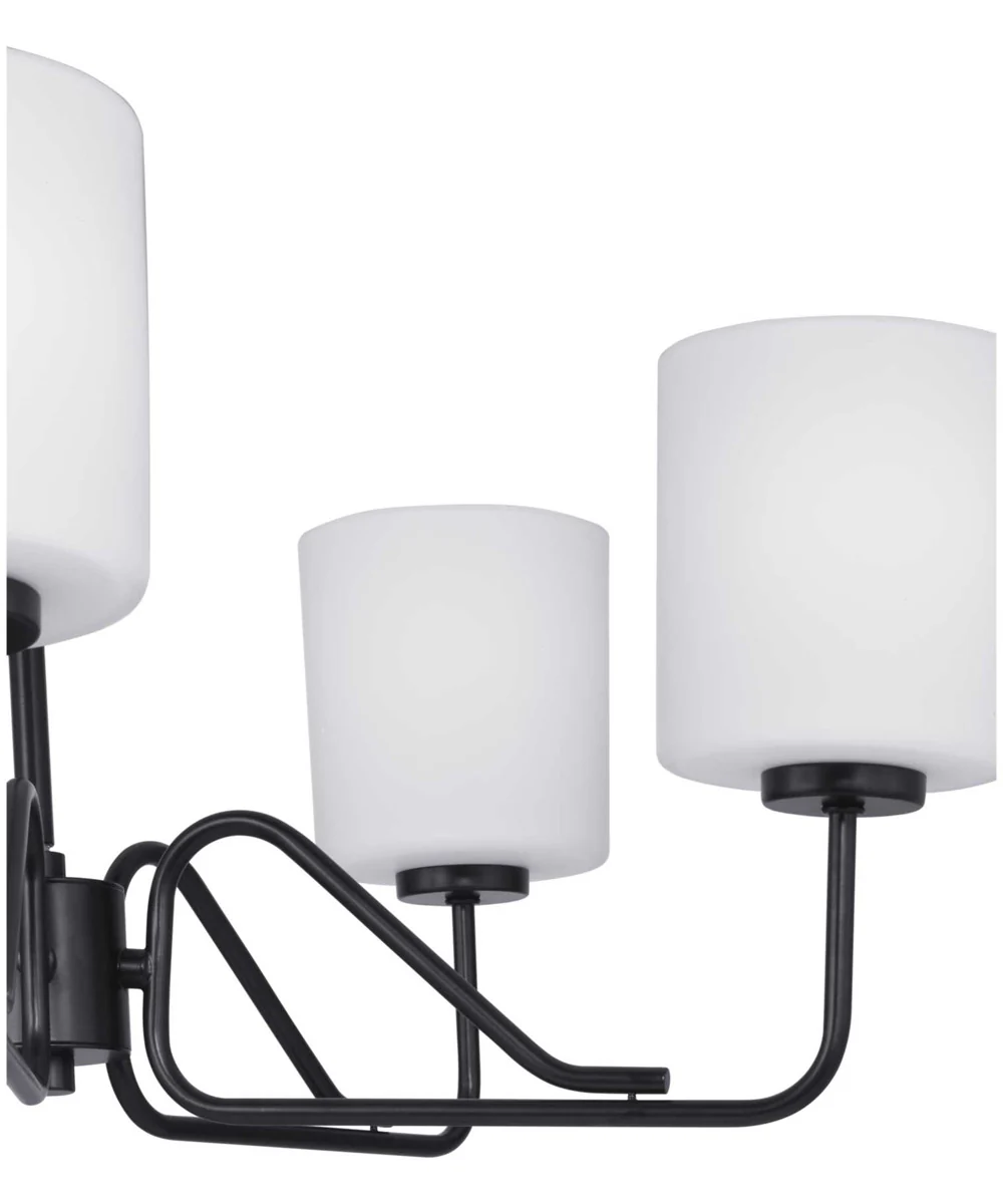 Tobin 5-Light Etched White Glass Modern Chandelier Light Matte Black - Image 6
