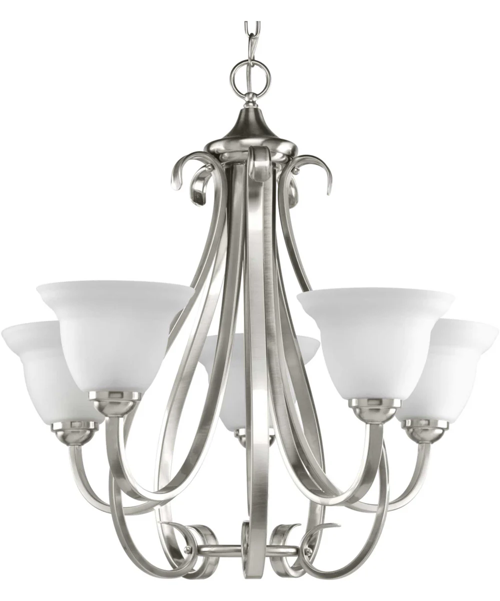 Torino 5-Light Etched Glass Transitional Chandelier Light Brushed Nickel