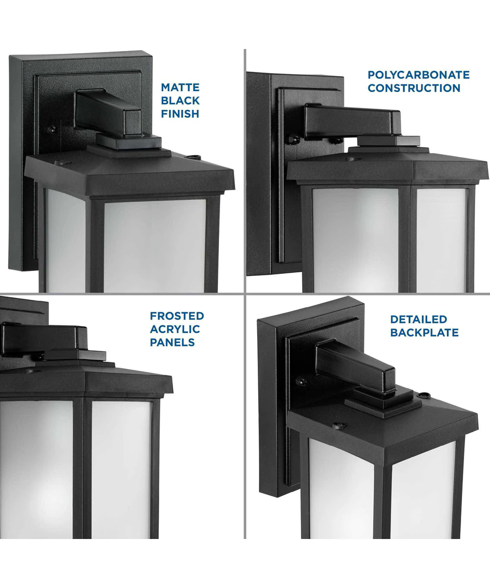 Trafford Non-Metallic Lantern  1-Light Frosted Shade Traditional Outdoor Wall Lantern Light Textured Black - Image 4