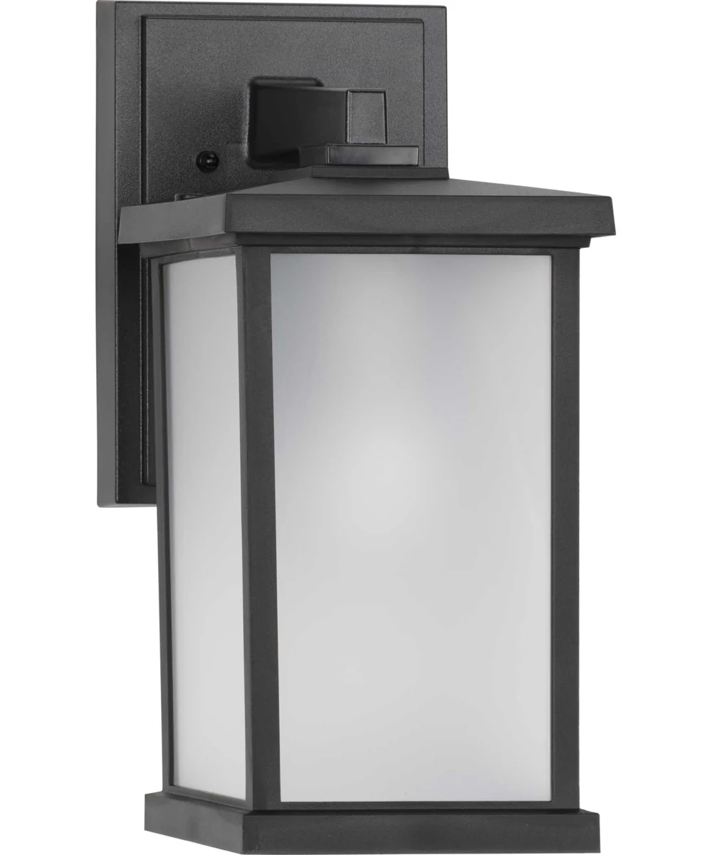 Trafford Non-Metallic Lantern  1-Light Frosted Shade Traditional Outdoor Wall Lantern Light Textured Black - Image 2