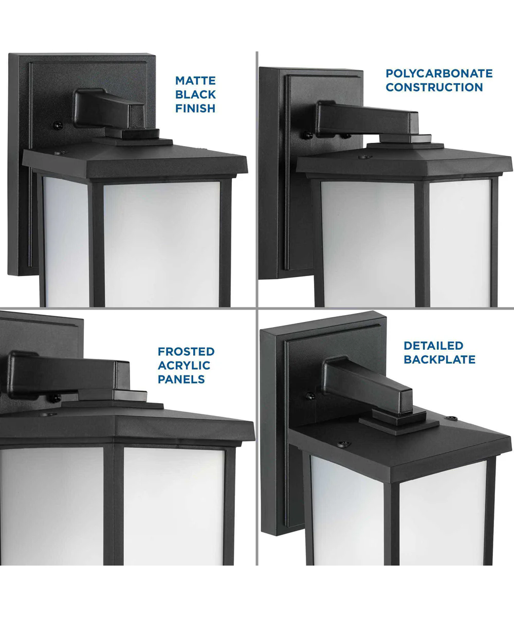 Trafford Non-Metallic Lantern  1-Light Frosted Shade Traditional Outdoor Wall Lantern Light Textured Black - Image 3