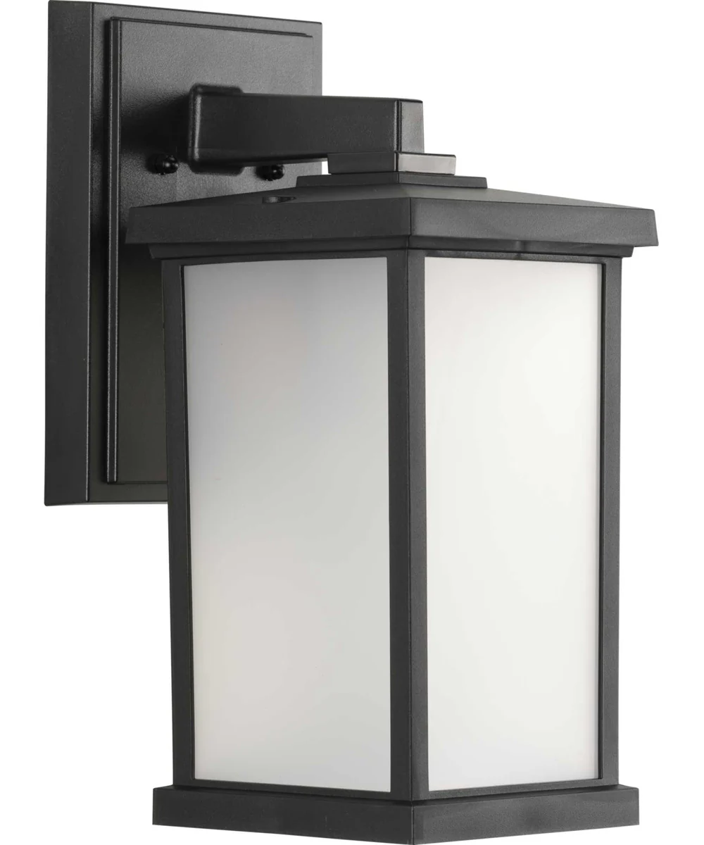 Trafford Non-Metallic Lantern  1-Light Frosted Shade Traditional Outdoor Wall Lantern Light Textured Black - Image 4