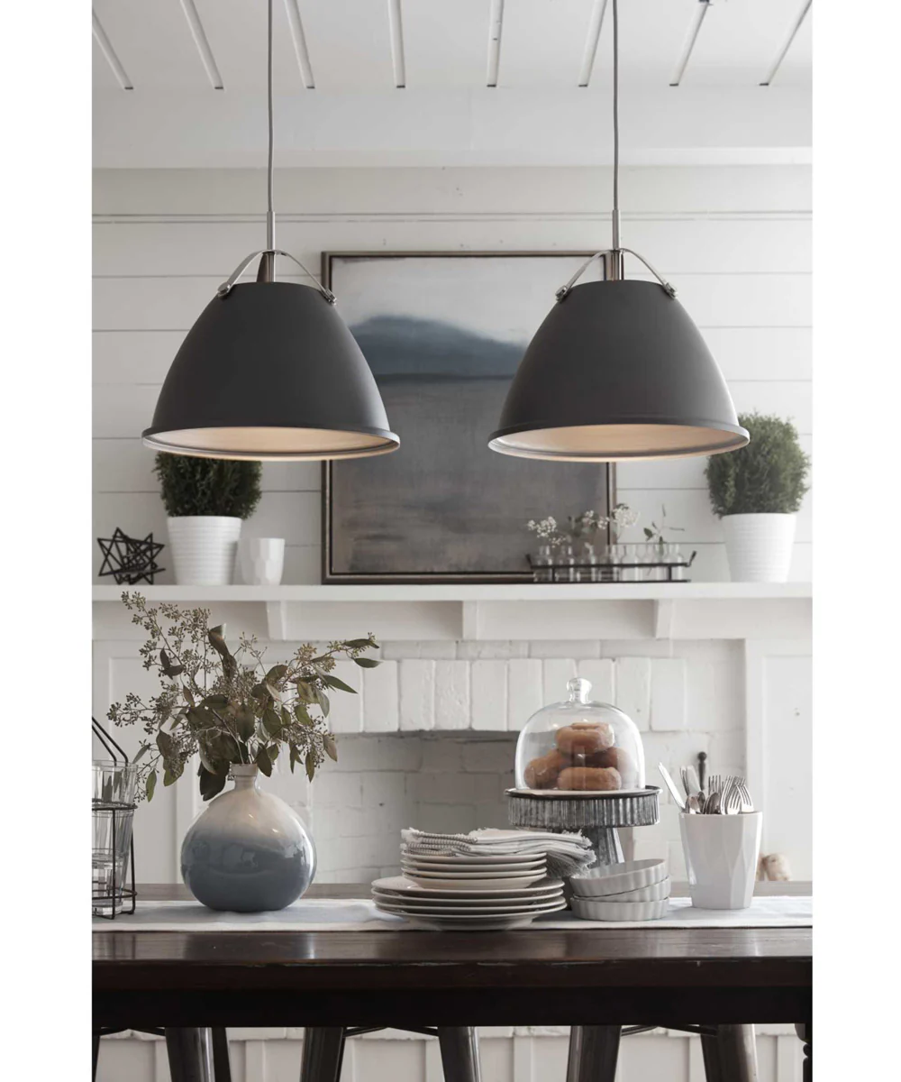 Tre 1-Light Metal Shade Coastal Pendant Light Graphite - Image 5