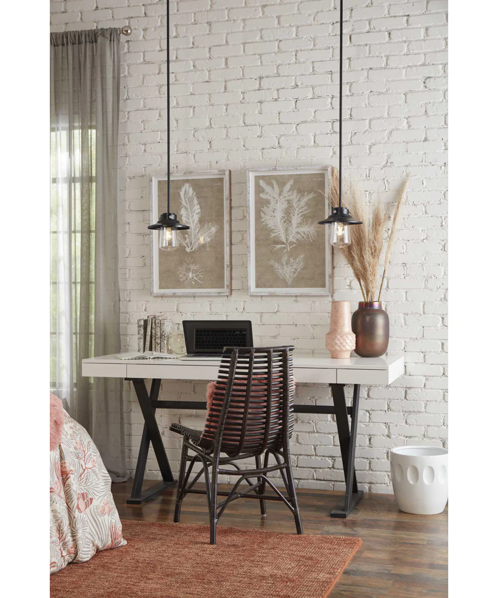 Tremont 1-Light Clear Seeded Glass Farmhouse Style Hanging Mini-Pendant Light Matte Black - Image 2