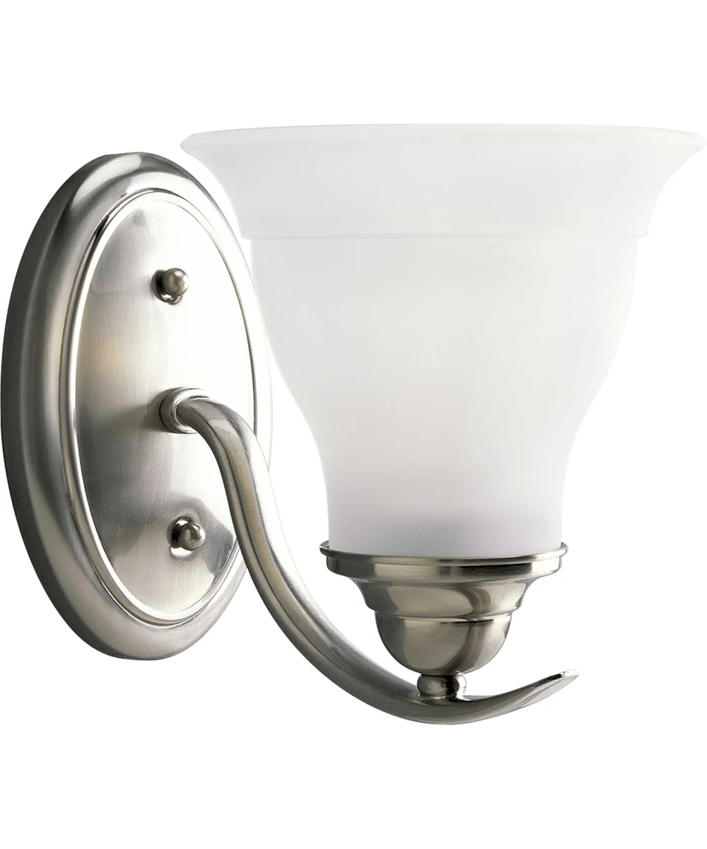 Trinity 1-Light Etched Glass Traditional Bath Vanity Light Brushed Nickel