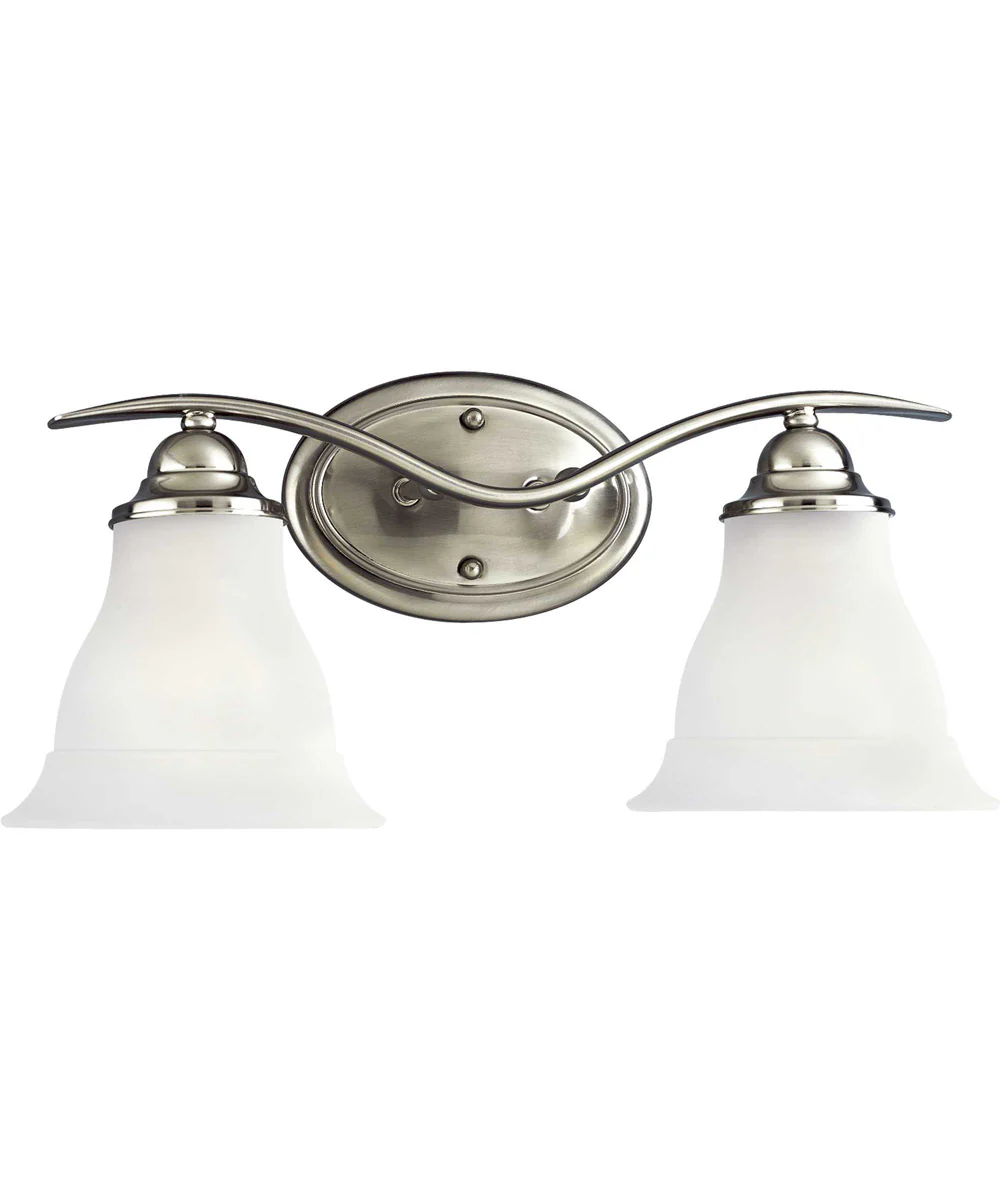 Trinity 2-Light Etched Glass Traditional Bath Vanity Light Brushed Nickel - Image 3