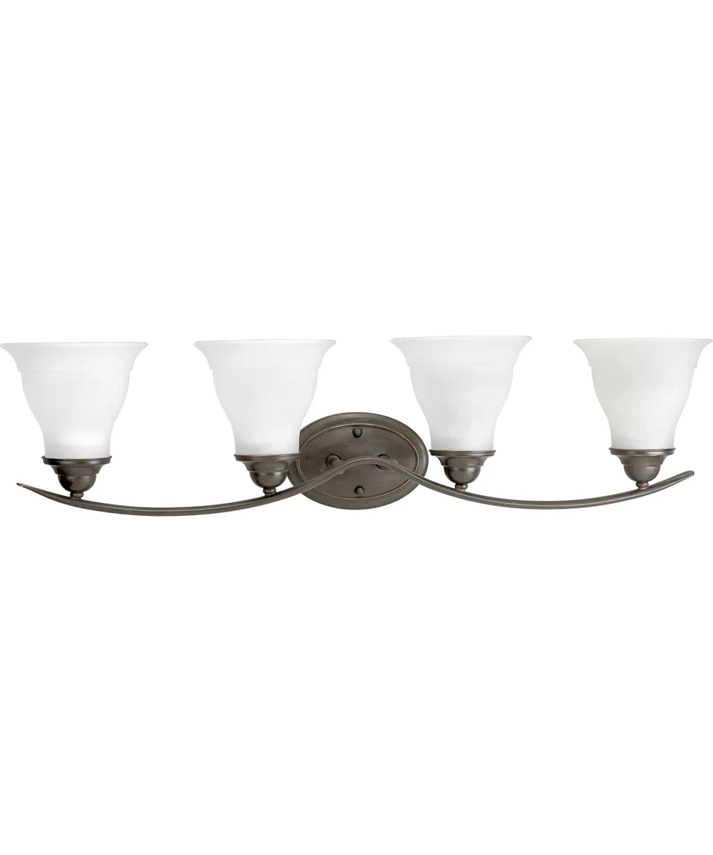 Trinity 4-Light Etched Glass Traditional Bath Vanity Light Antique Bronze