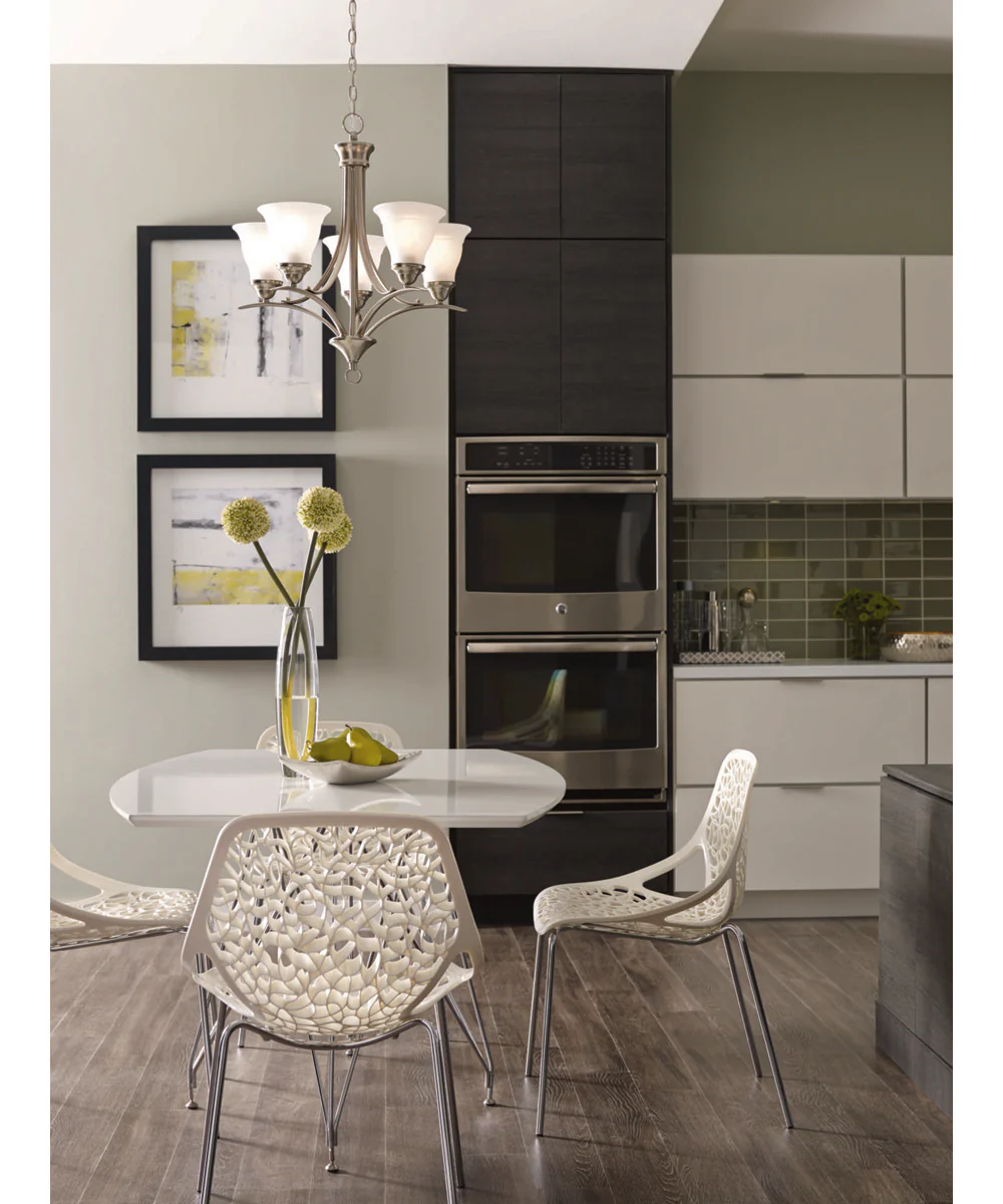 Trinity 5-Light Etched Glass Traditional Chandelier Light Brushed Nickel - Image 2