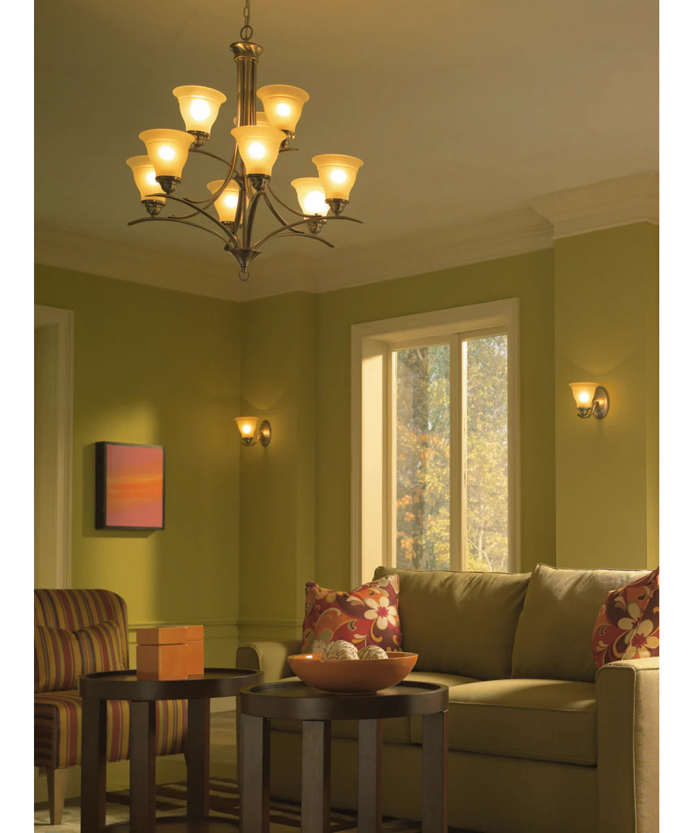 Trinity 9-Light Etched Glass Traditional Chandelier Light Brushed Nickel - Image 2