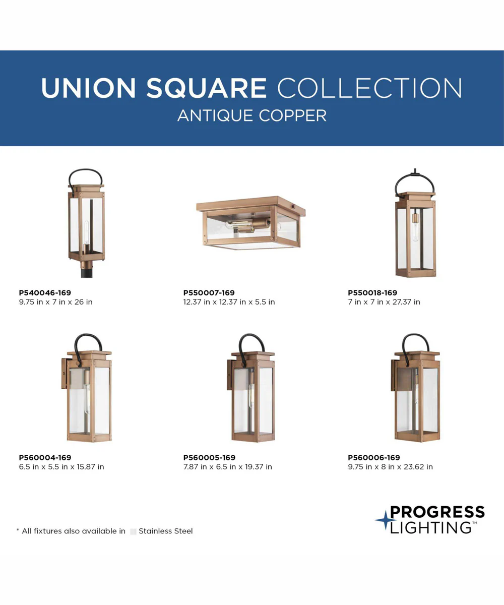 Union Square 1-Light Large Urban Industrial Outdoor Wall Lantern Antique Copper - Image 7