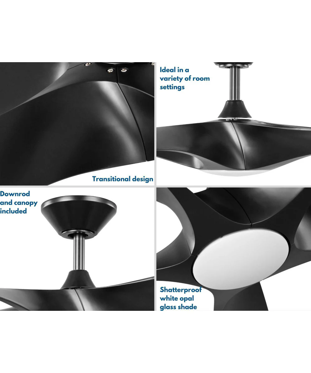 Vernal 60" 5-Blade Matte LED Wifi Transitional Indoor/Outdoor Smart DC Ceiling Fan Black - Image 9
