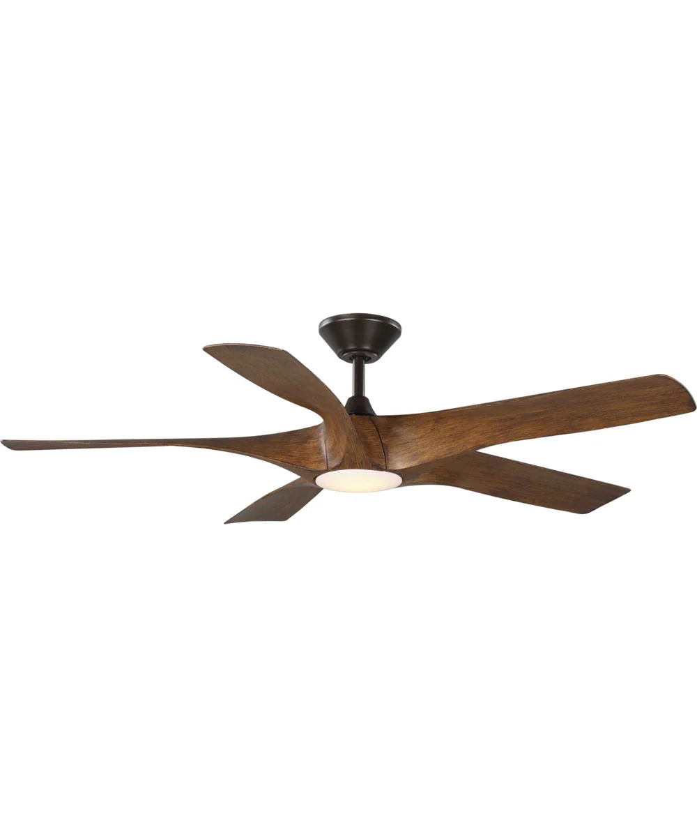 Vernal 60" 5-Blade Woodgrain LED Wifi Transitional Indoor/Outdoor Smart DC Ceiling Fan Koa Woodgrain