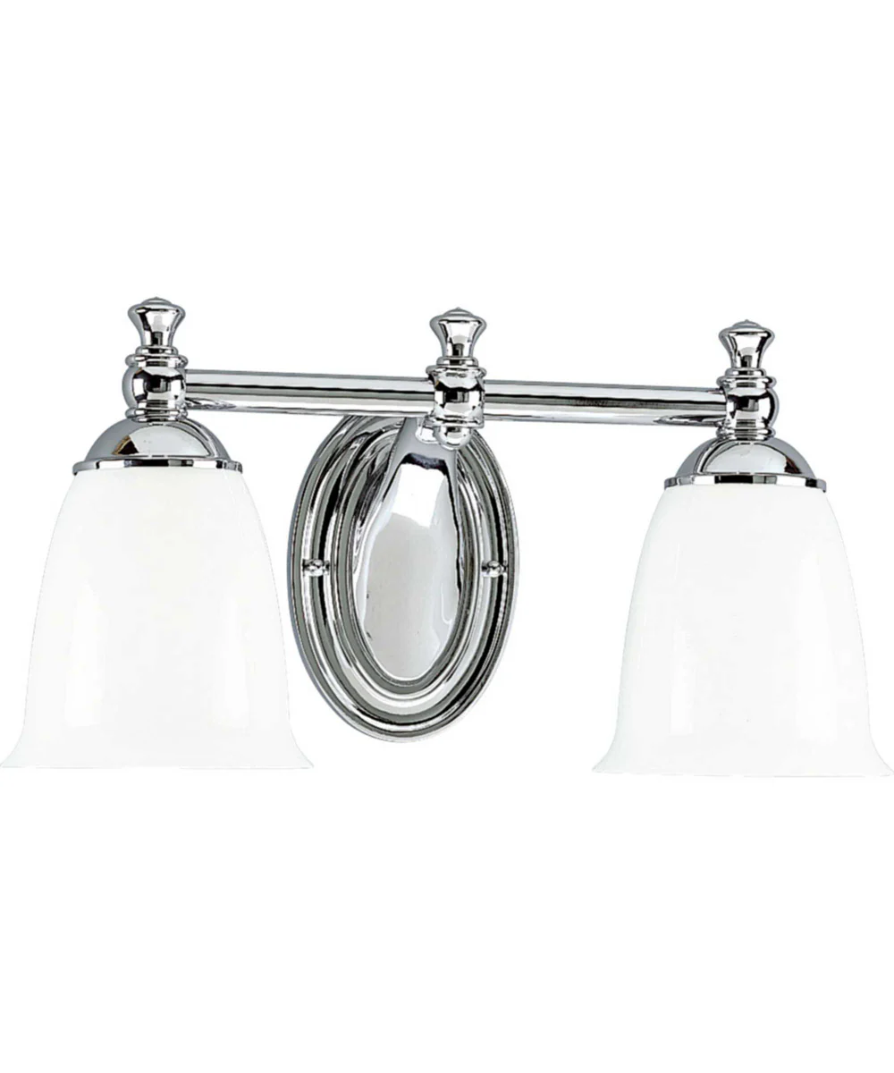 Victorian 2-Light White Opal Glass Farmhouse Bath Vanity Light Polished Chrome - Image 3