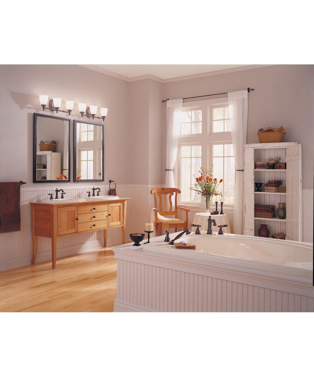 Victorian 3-Light White Opal Glass Farmhouse Bath Vanity Light Venetian Bronze - Image 2
