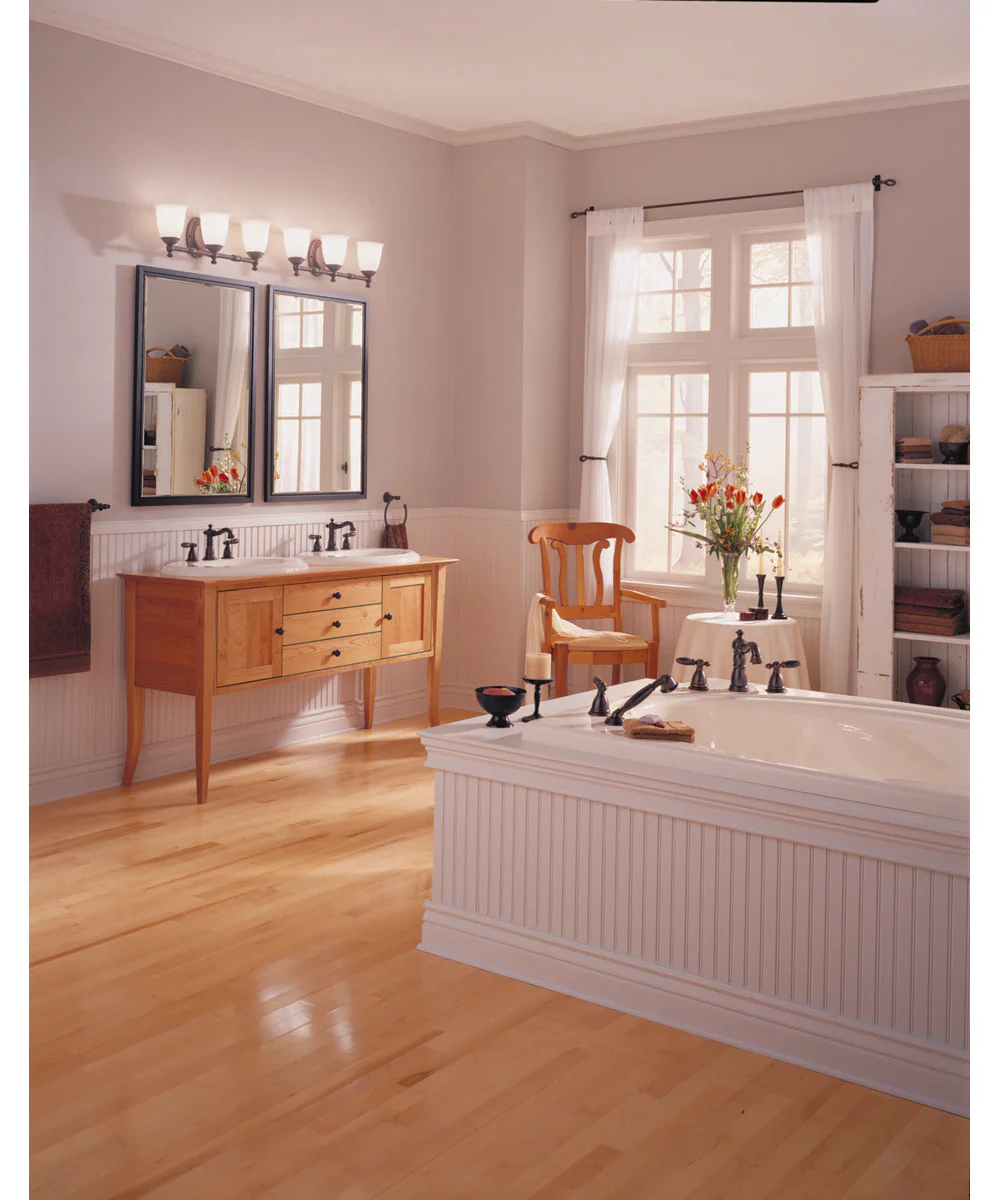 Victorian 3-Light White Opal Glass Farmhouse Bath Vanity Light Venetian Bronze - Image 3