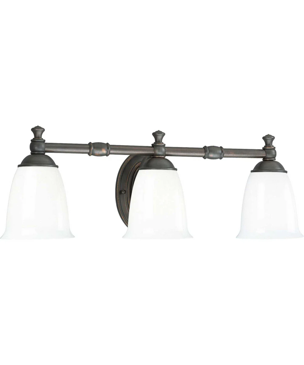 Victorian 3-Light White Opal Glass Farmhouse Bath Vanity Light Venetian Bronze - Image 6
