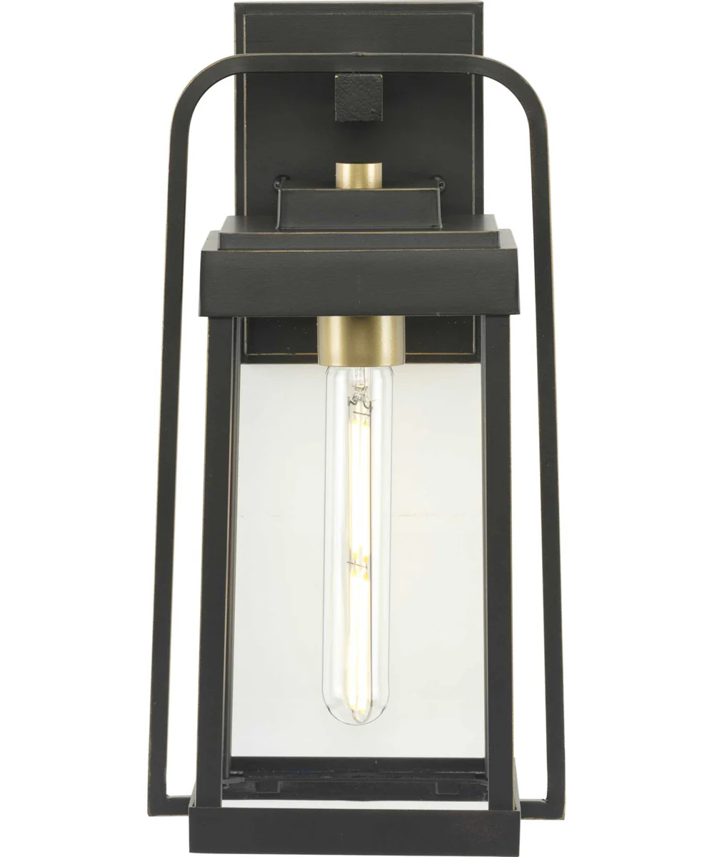 Walcott  1-Light with Brasstone Accents Clear Glass Transitional Outdoor Wall Lantern Light Antique Bronze - Image 3